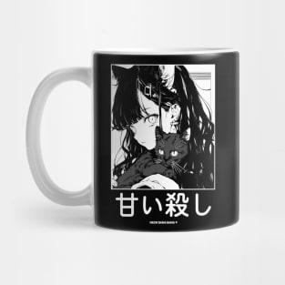 Stylish Anime Neko Girl Manga Aesthetic Streetwear Black and White Mug